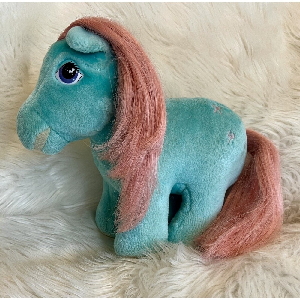 Vintage My Little Pony G1 Bow Tie Plush Hasbro Softies Turquoise Pink Horse 80s